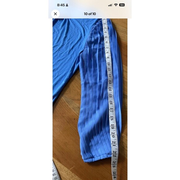 Talbots Women's Petite Lg Pleated-Sleeve Crewneck Shirt Top/Blouse Blue NWT - Picture 10 of 10